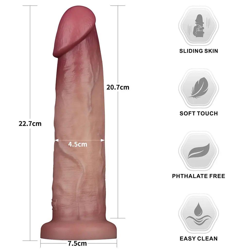 Реалістичний фалоімітатор LoveToy Sliding Skin Pro II Dual Layer Silicone Dong, 22.7 см - фото 11