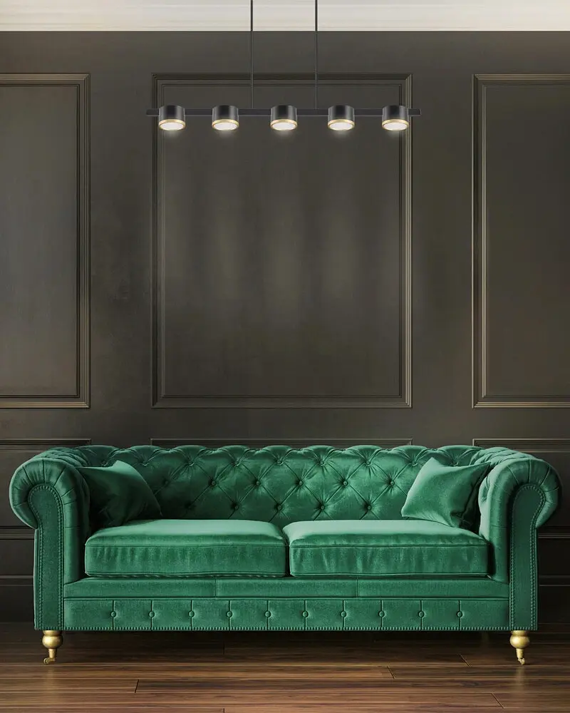 Подвесной светильник, люстра над столом, барной стойкой Goldlux 328076 Mirella GX53 5x6W 4000K 660Lm IP20 Черный - фото 2