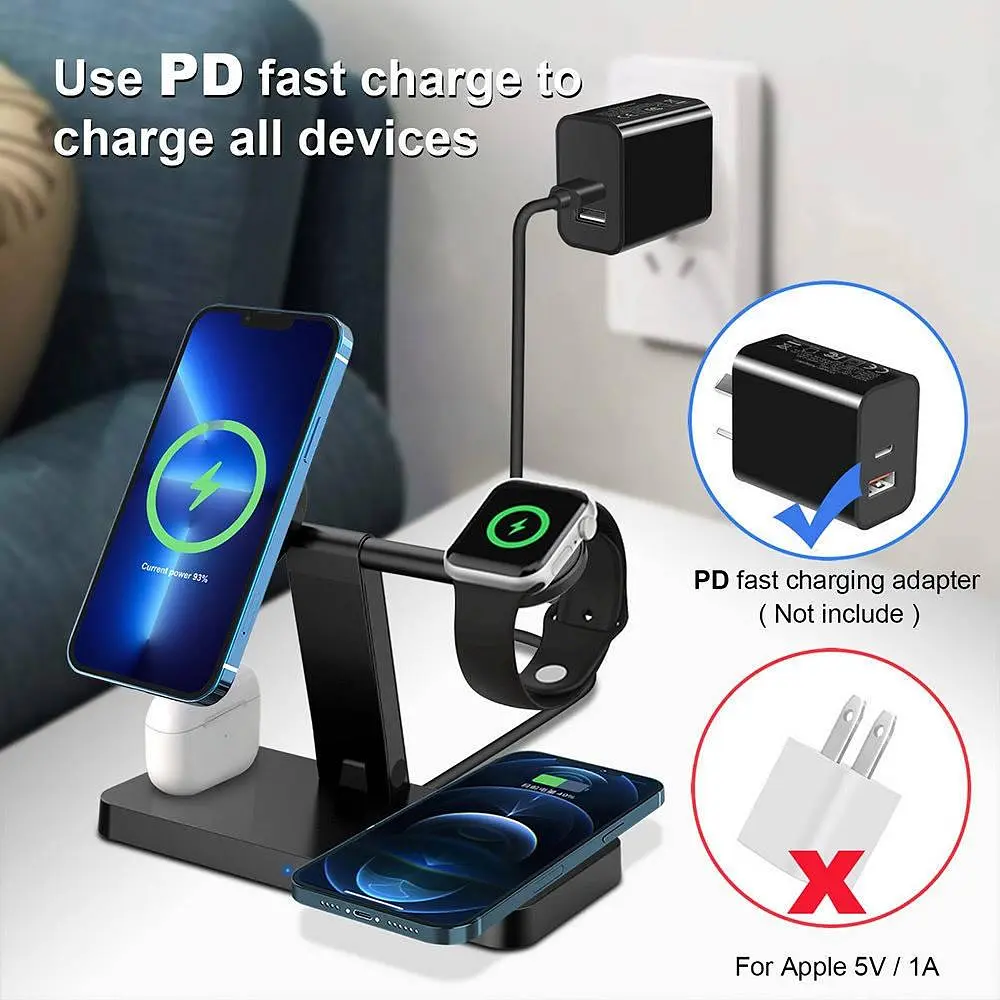 Бездротова зарядна станція 4-в-1 для iPhone, Apple Watch та AirPods - фото 8