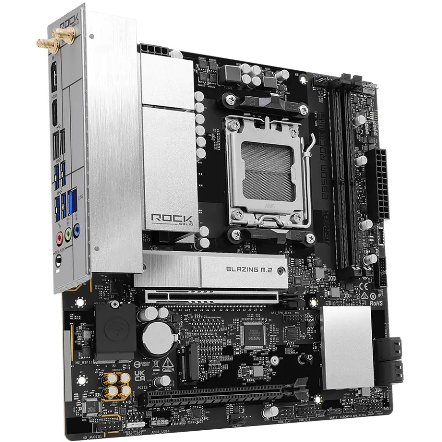 ASRock B850M ROCK WIFI (AM5/B850, 2*DDR5, PCIex16, HDMI/DP, 4xSATAIII,2xM.2, 2.5GLan, mATX) - фото 2