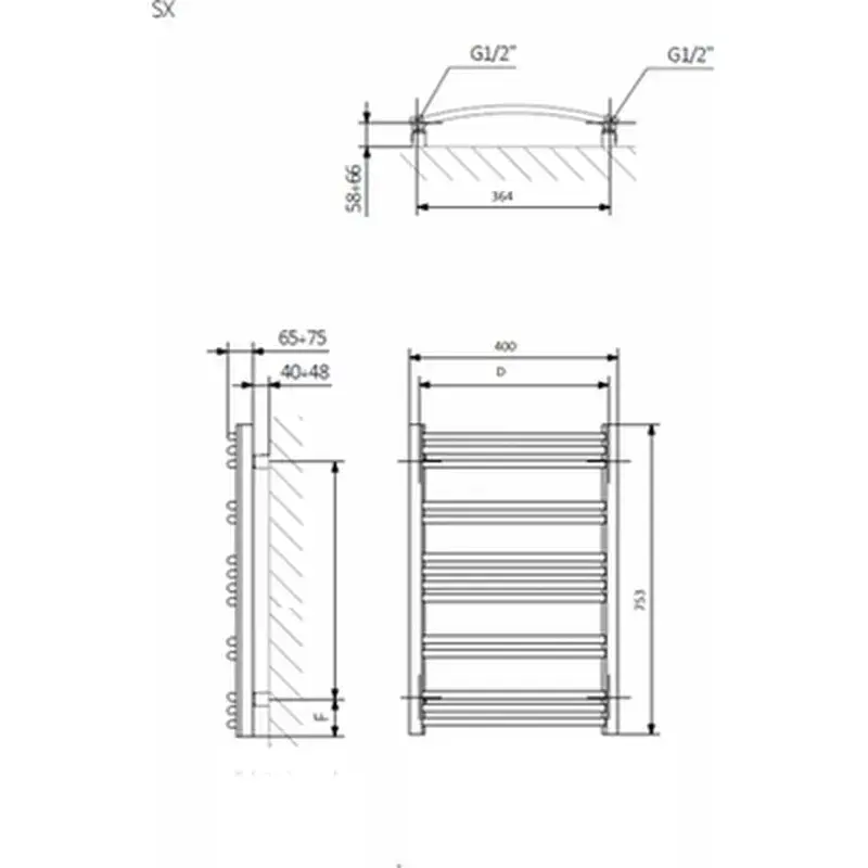 Сушарка для рушників Terma Jade MK 753x400 (WGJMK075040KCROSX) - фото 2
