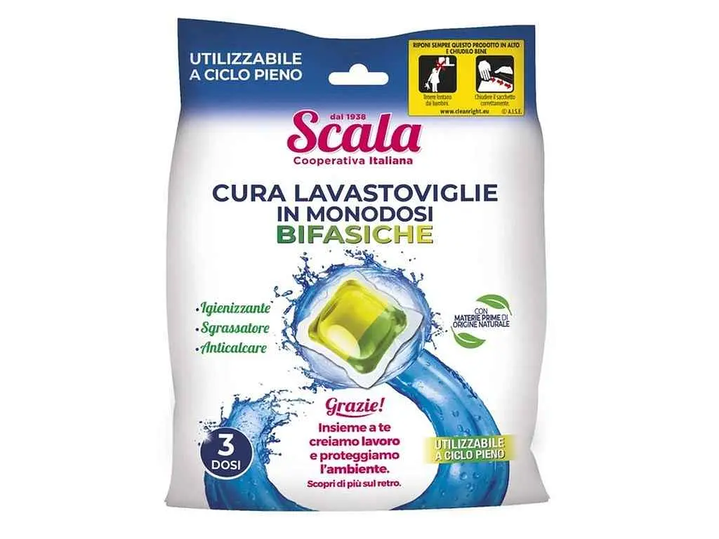 Капсули для посудомийних машин SCALA чищення 3 двофазні Cura Lavastoviglie Bifasiche (3шт)