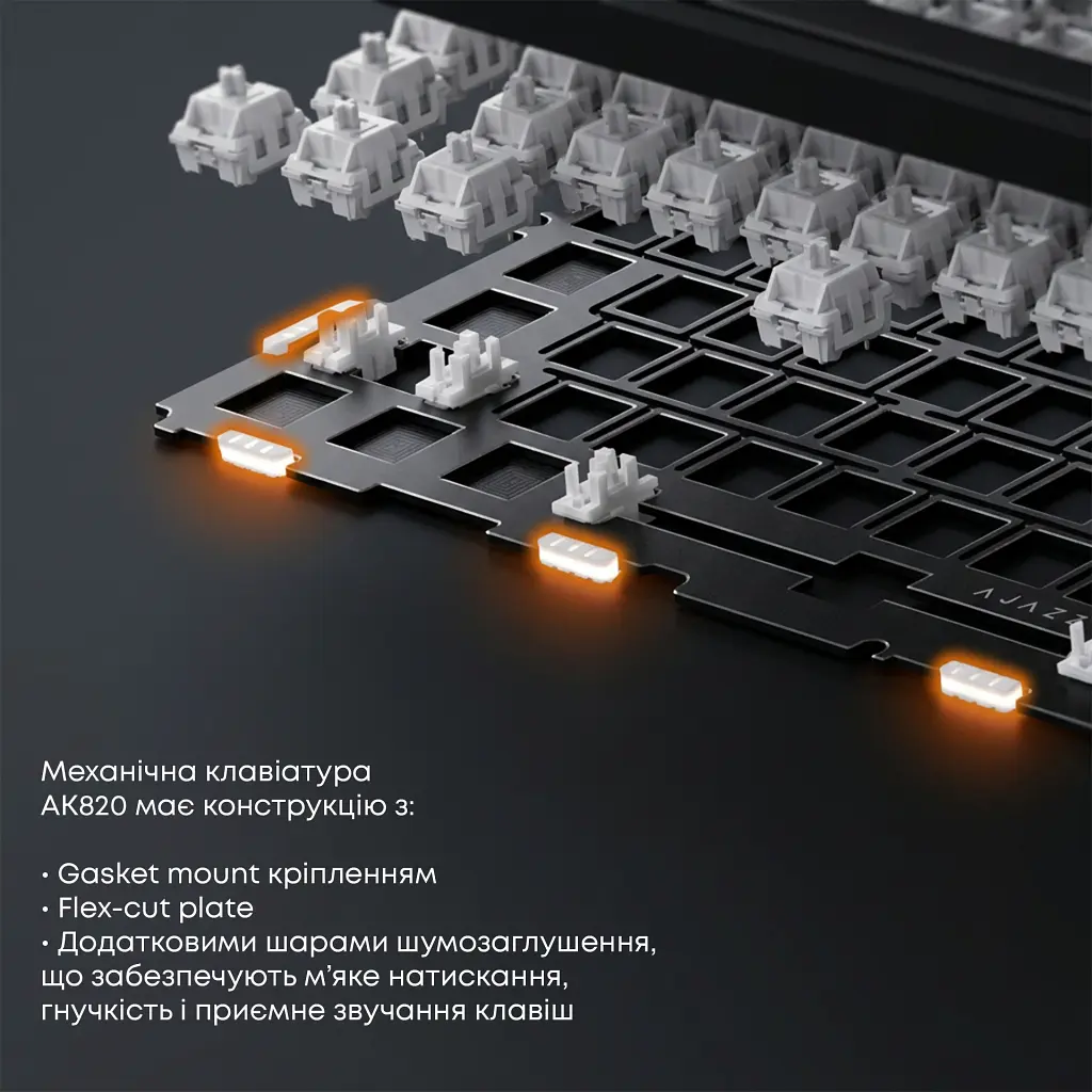 Клавіатура Ajazz AK820 Sea Salt Switch RGB USB-C UA Black (AK820-SS-BGY) - фото 9