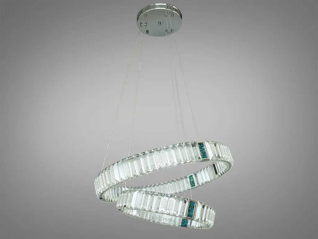 Кришталева світлодіодна LED люстра для високої стелі Diasha 81028-600+400HR - фото 4