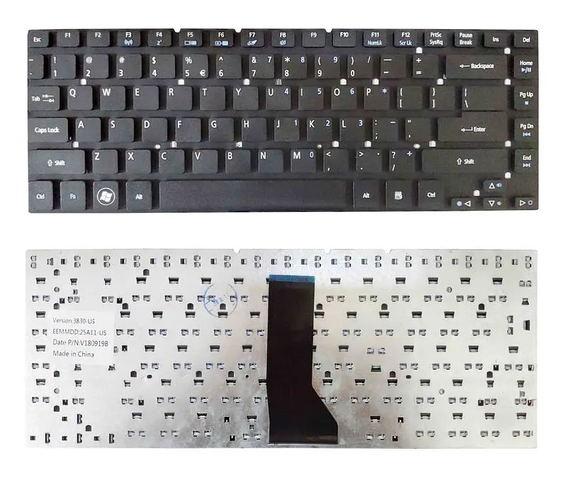 Клавіатура для ноутбука Acer Aspire 3830T, 3830TG, 4830T, 4830TG Чорна, (Без рамки), EN - фото 3