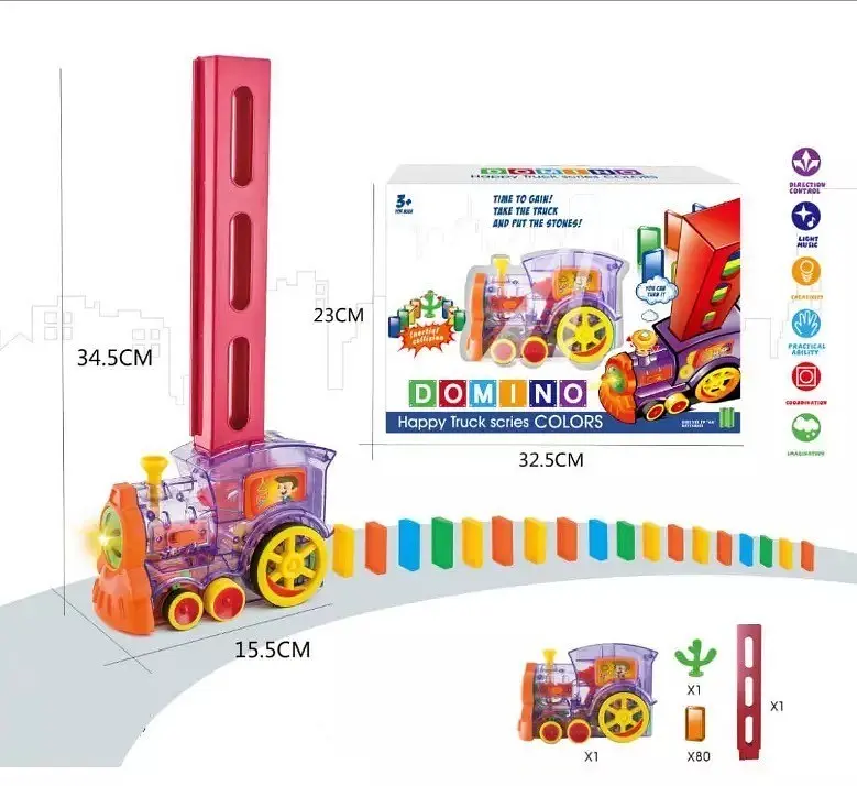 Конструктор іграшка-поїзд доміно, DOMINO Happy Truck sciries COLORS 60 деталей - фото 2