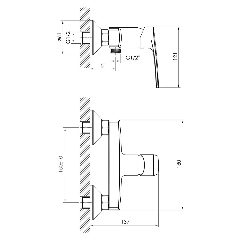 Набор Imprese Kampa смеситель для душа и душевая система без смесителя (015285+T-00260SQ) SET20230911 Хром - фото 3
