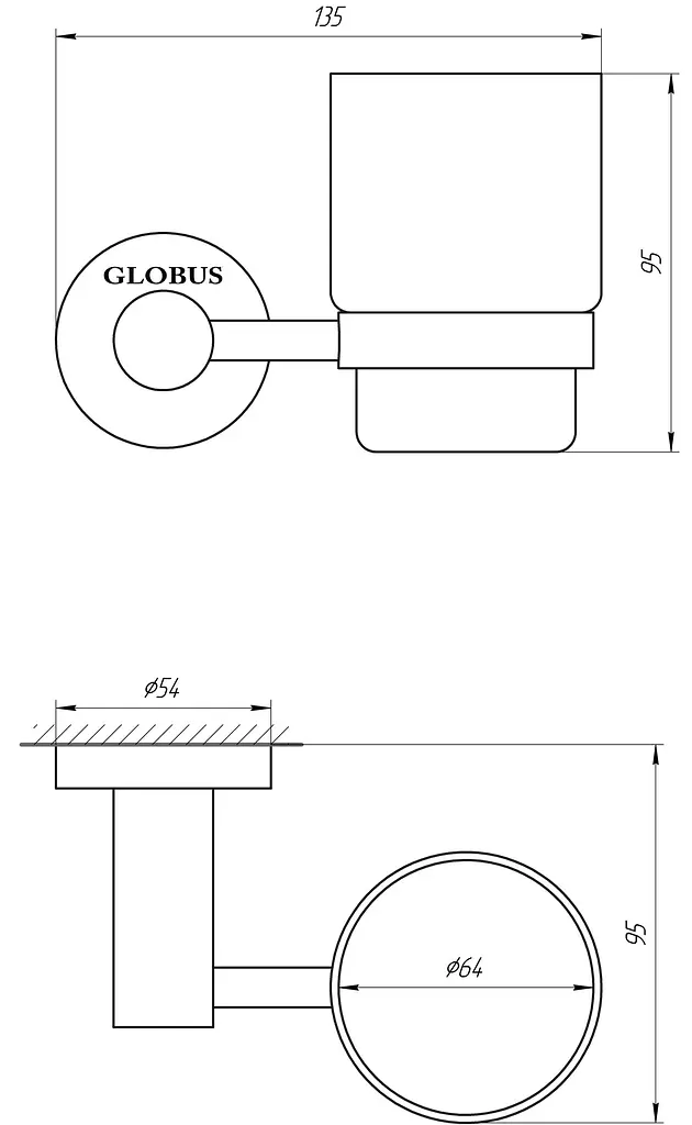 Склянка одинарна Globus Lux SS 8409 хром матовий - фото 2