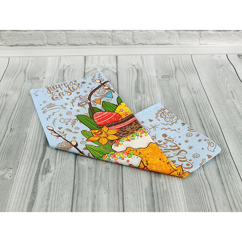 Полотенце вафельное Руно Пасхальное, набивное, 45х60 см, голубое (205.15_Пасха голубой_2) - фото 2