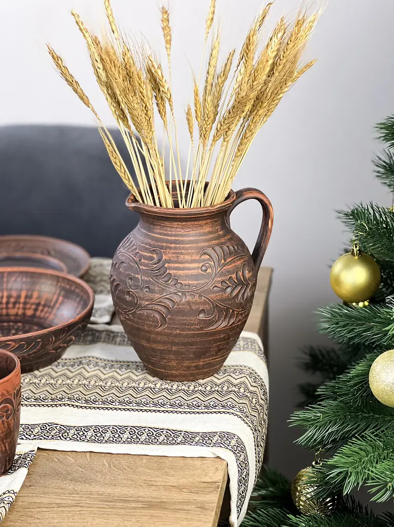 Льняная дорожка с украинским орнаментом Рандеву 170х40 см 3 шт. Коричневый - фото 2