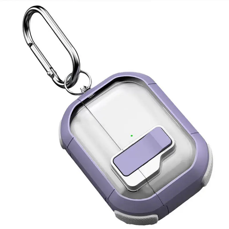 Футляр протиударний Locking Button для навушників Airpods Pro Light Purple - фото 5