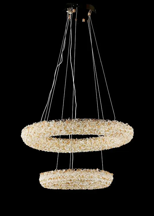 Підвісна світлодіодна кришталева люстра Splendid Ray L6356/600+400/2 LED, золото, 89 Вт, від 13-20 м² - фото 3