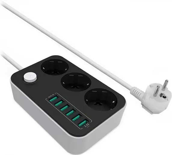 Фільтр-подовжувач мережевий СolorWay 1.8м 3 розетки 6USB black (CW-CHE36B) - фото 5