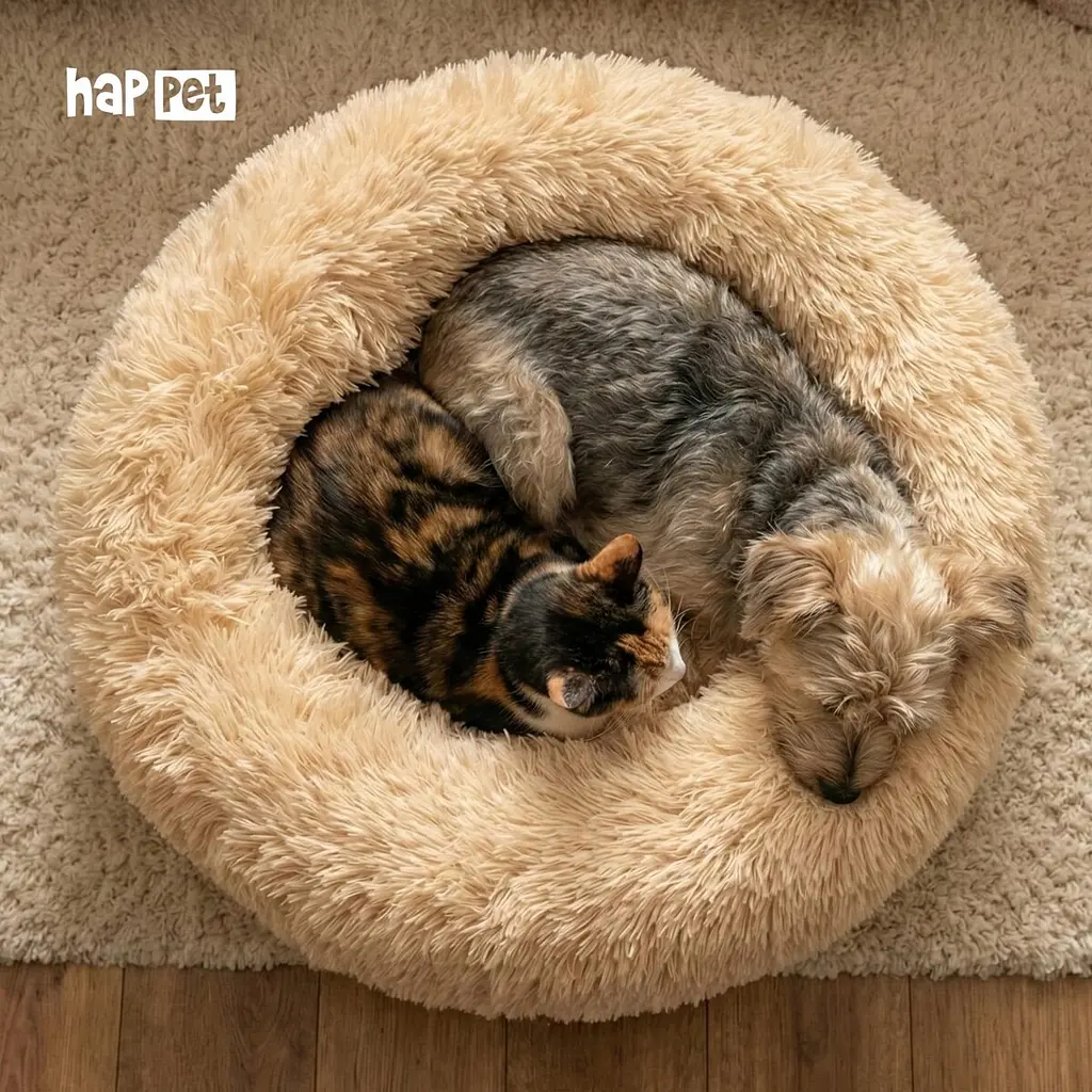 Плюшевий лежак Happet для котів та собак, бежевий, 60 см, M (LP06) - фото 3