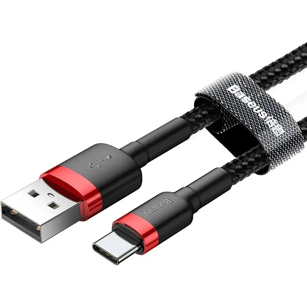 Кабель Baseus Cafule USB для Type-C 3A 1m red black (CATKLF-B91) - фото 2