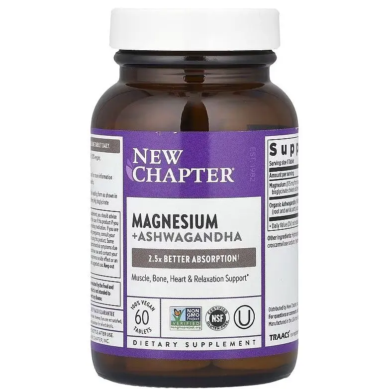 Магній та Ашваганда New Chapter Magnesium + Ashwagandha 60 таблеток - фото 3