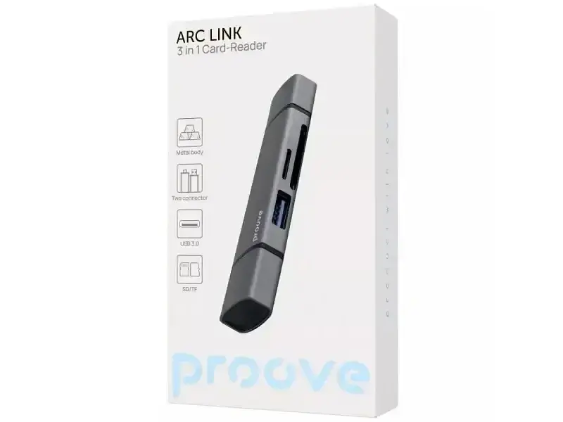 USB-хаб + картрідер Proove Arc Link 3-in-1 Silver (HBAL00210014) - фото 4