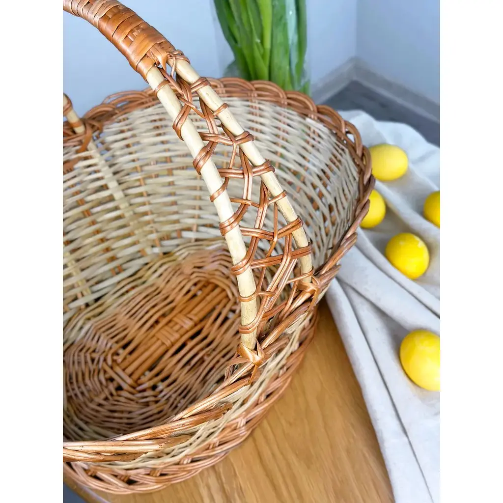 Пасхальная корзина из лозы с одной ручкой Галичина Коричневая - фото 5