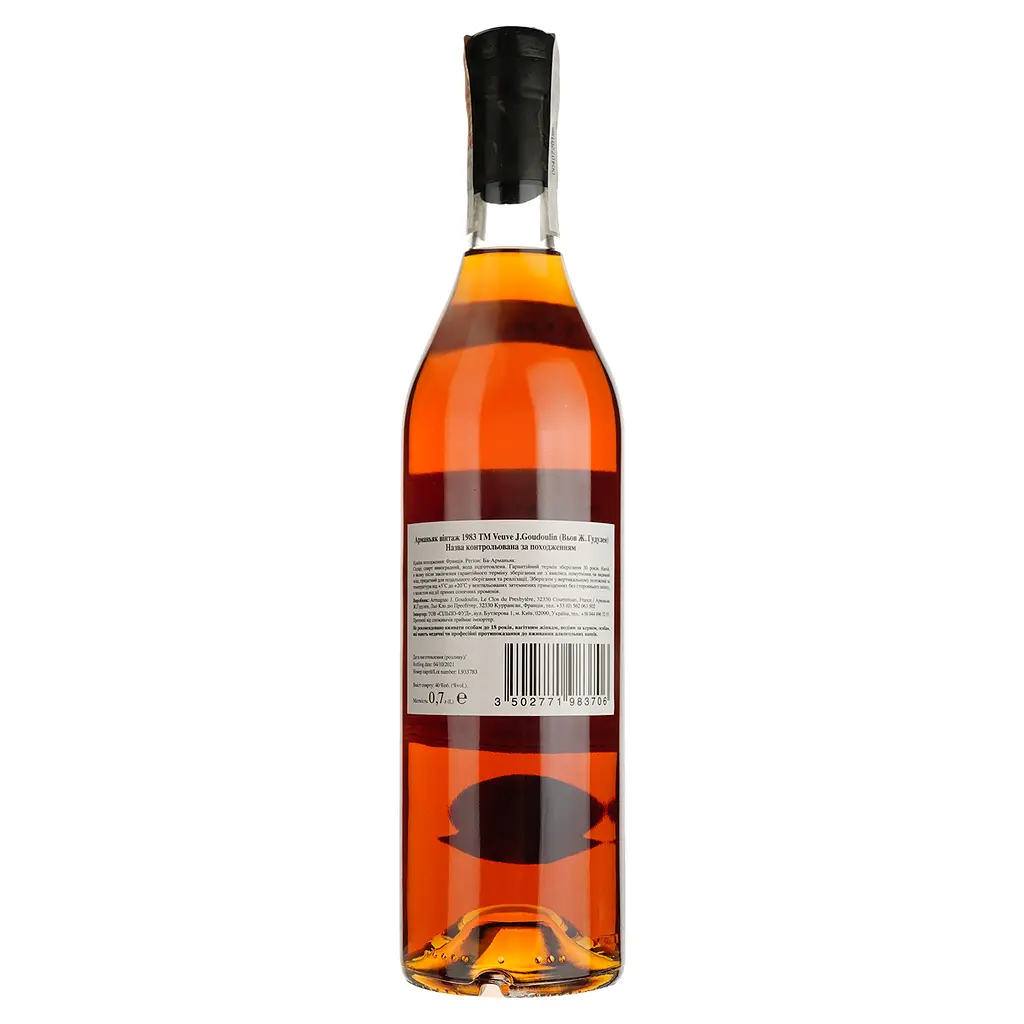 Арманьяк Veuve J. Goudoulin Bas Armagnac 1983 40% 0.7 л в подарочной коробке - фото 3