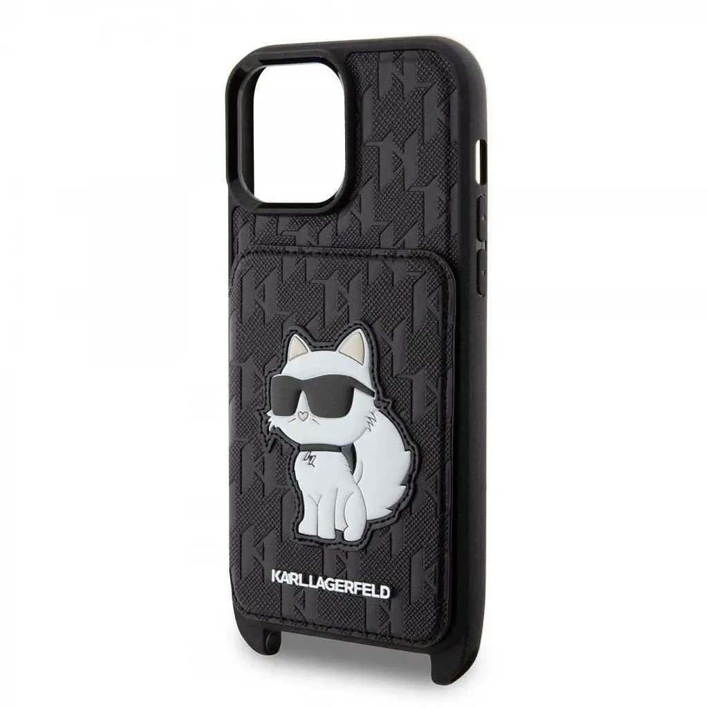 Чехол Karl Lagerfeld Saffiano Monogram Crossbody Choupette NFT Kryt pro iPhOne 14 Pro Max Black - фото 6