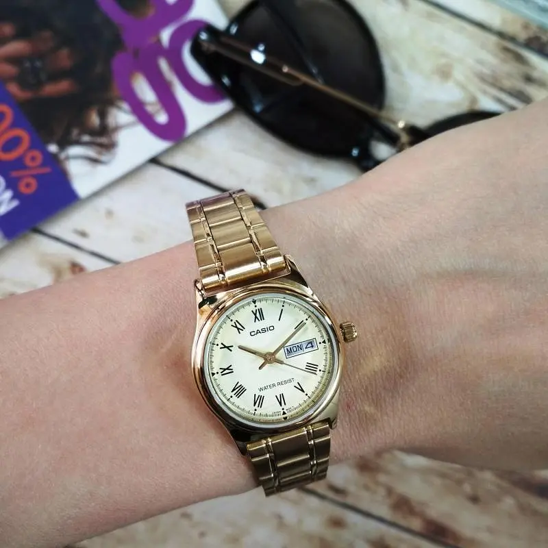 Жіночі годинники кварцові наручні золоті японські оригінальні Casio LTP-V006G-9BUDF (модуль №5237) - фото 4