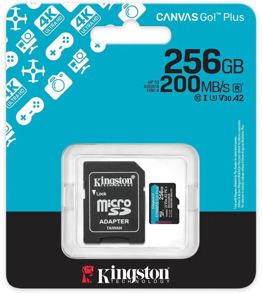 Карта пам'яті Kingston MicroSDXC 256GB Canvas Go! Plus class10 UHS-I U3 V30 Adapter SD (SDCG4/256GB) - фото 3