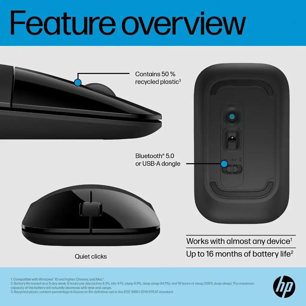 Мишка HP Z3700 Dual Wireless/Bluetooth Silver (758A9AA) - фото 7