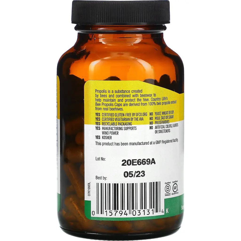 Бджолиний прополіс Country Life Bee Propolis 500 мг 100 капсул - фото 3