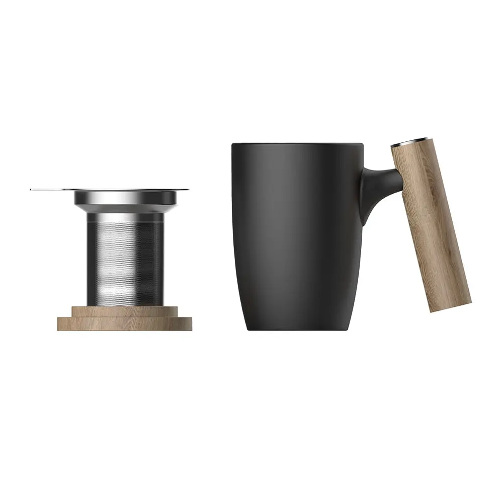 Чашка-заварник Wooden Brew Mug TM450-05A, 450 мл - Білий - фото 2