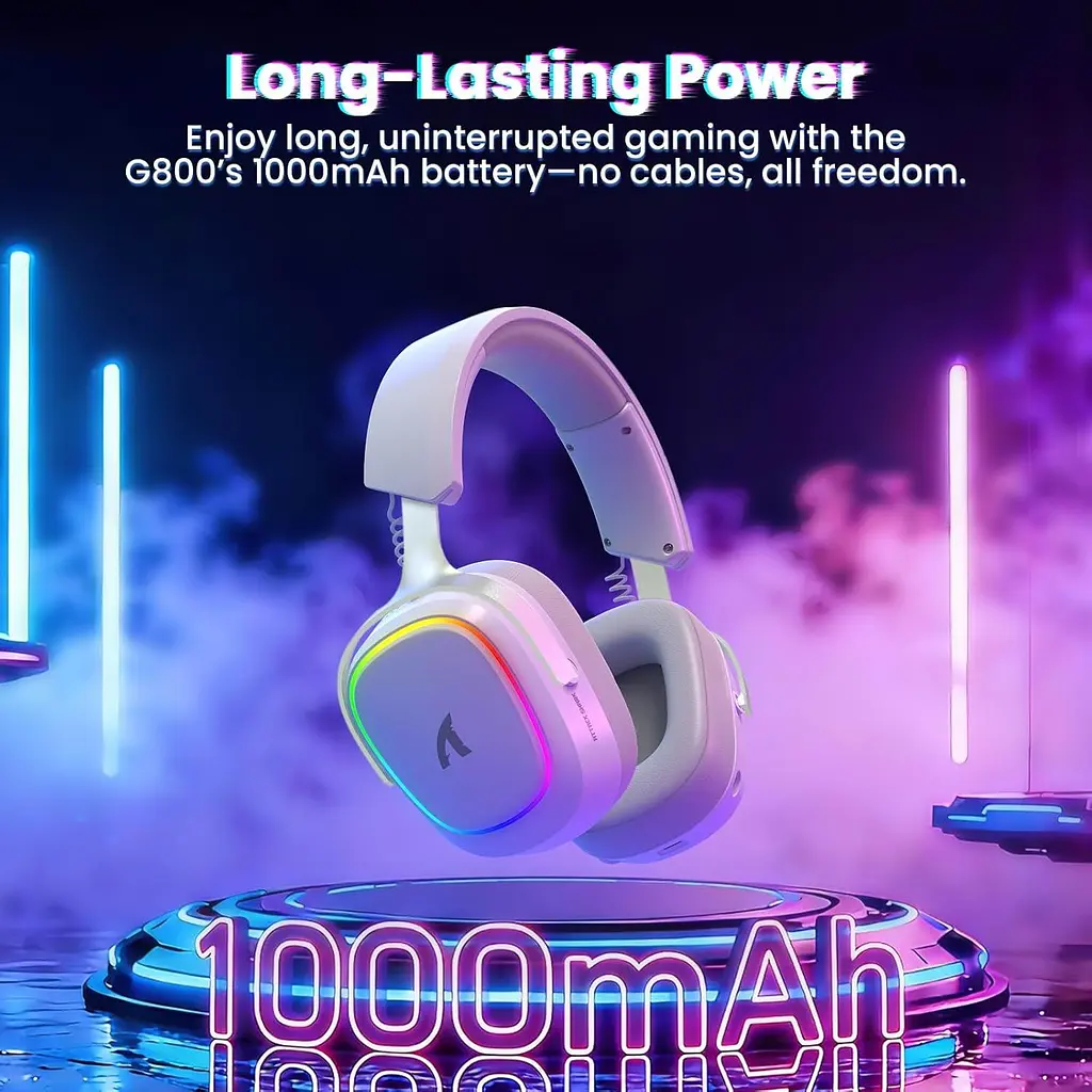Навушники ATTACK SHARK G800, об'ємний звук 7.1, Bluetooth/2.4G для ПК, PS5, PS4, Xbox White - фото 5