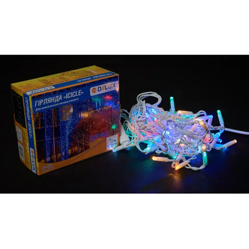 Гірлянда Delux ICICLE flash 75LED 2 х 0.7 м мульти/білий IP44 EN (90012956) - фото 2