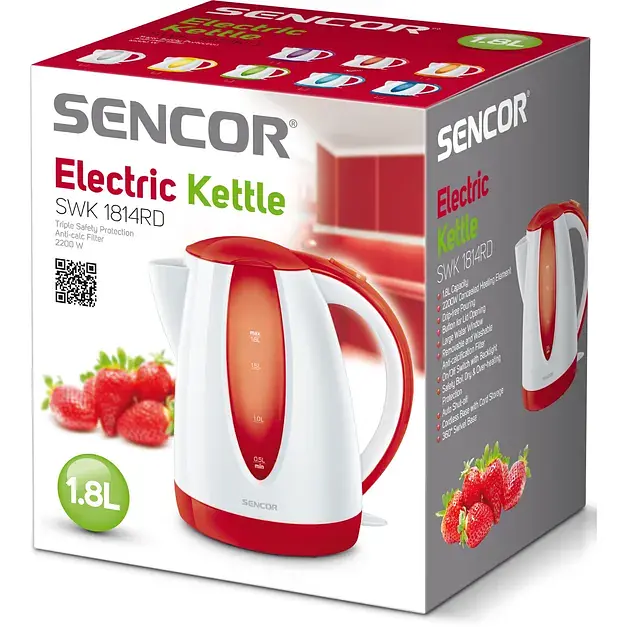 Електрочайник Sencor Strix 1.8 л біло-червоний (SWK1814RD) - фото 2