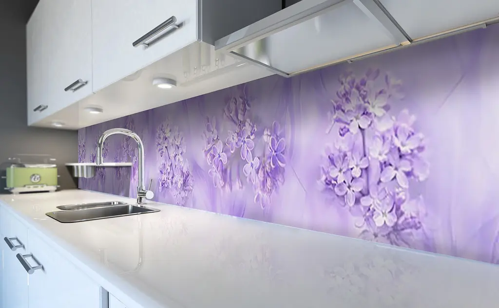 Кухонний фартух Ліловий бузок ПВХ 60х250 см самоклеючий миючий квіти Фіолетовий Happy Pocket Z183907 - фото 5
