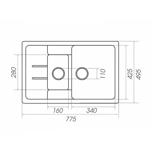 Кухонная мойка Platinum 7850W Kessan гранитная глянцевая с креплением 78x50 см микс (000024992) - фото 2