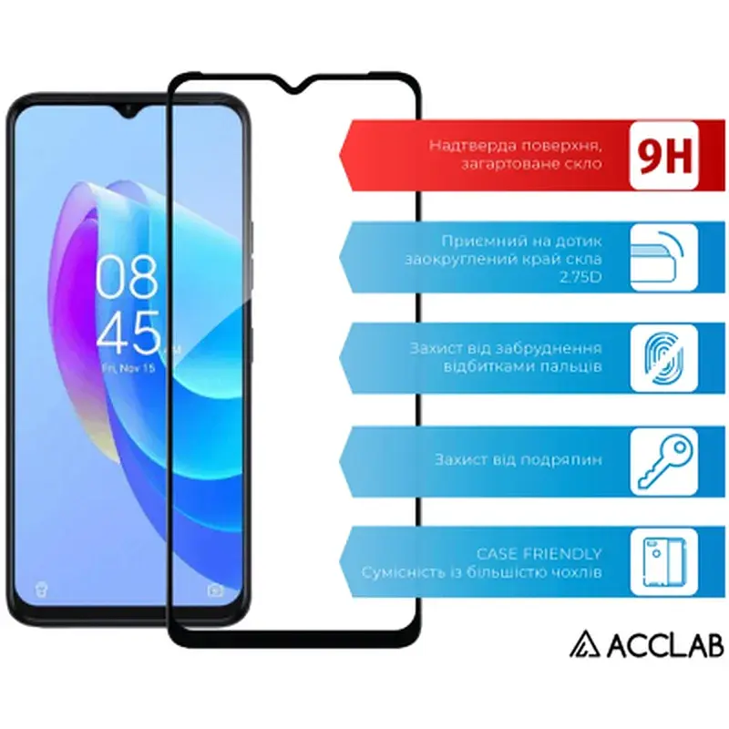 Скло захисне ACCLAB Full Glue Tecno Spark 10C Black (1283126564888) - фото 3