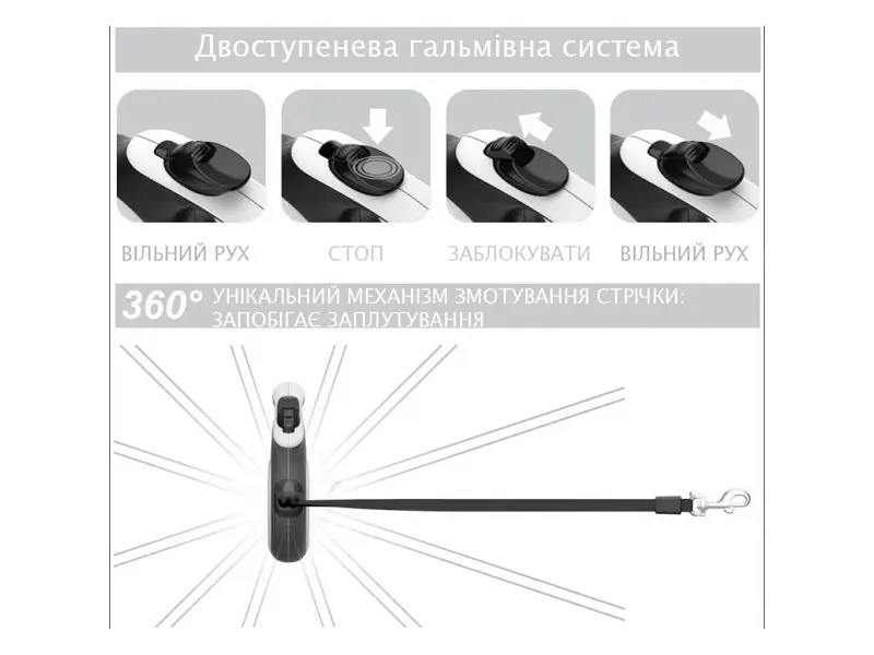 Поводок для собак WAUDOG R-leash ВАУ светоотражающая лента S 5 м (8124-0087-01) - фото 4
