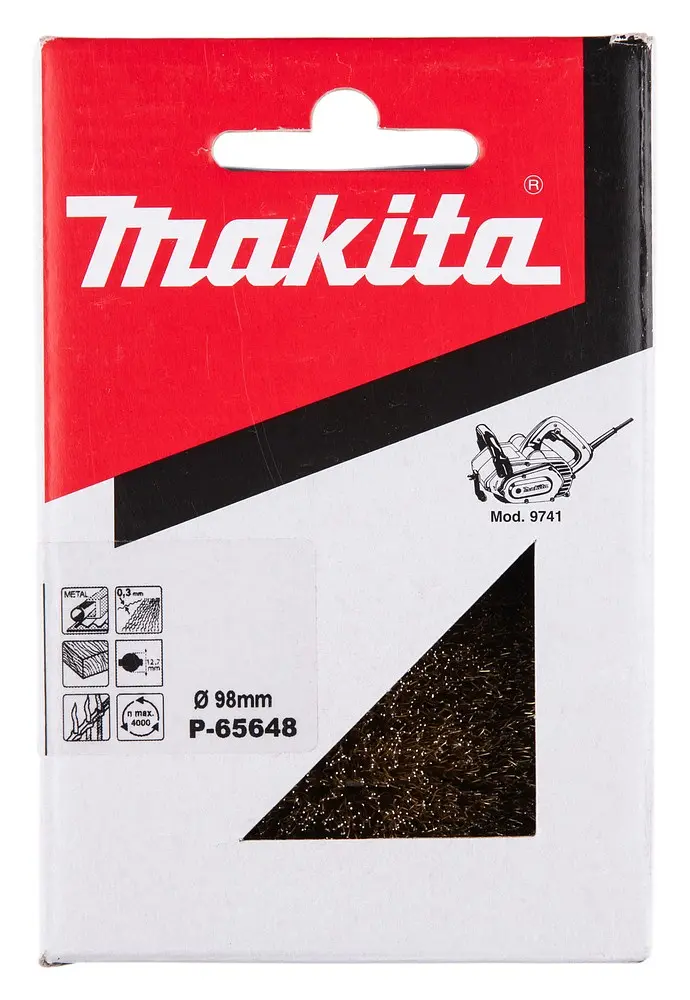 Щітка дротяна латунна для дерев'яних конструкцій 100х120 мм для Makita 9741 (P-65648) - фото 3