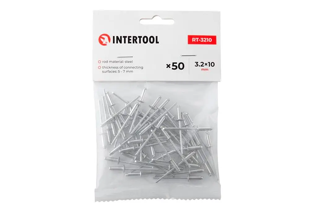 Витяжні заклепки з плоскою головкою Intertool 3.2 х 10.0 мм (в упаковці 50 шт.) - фото 3