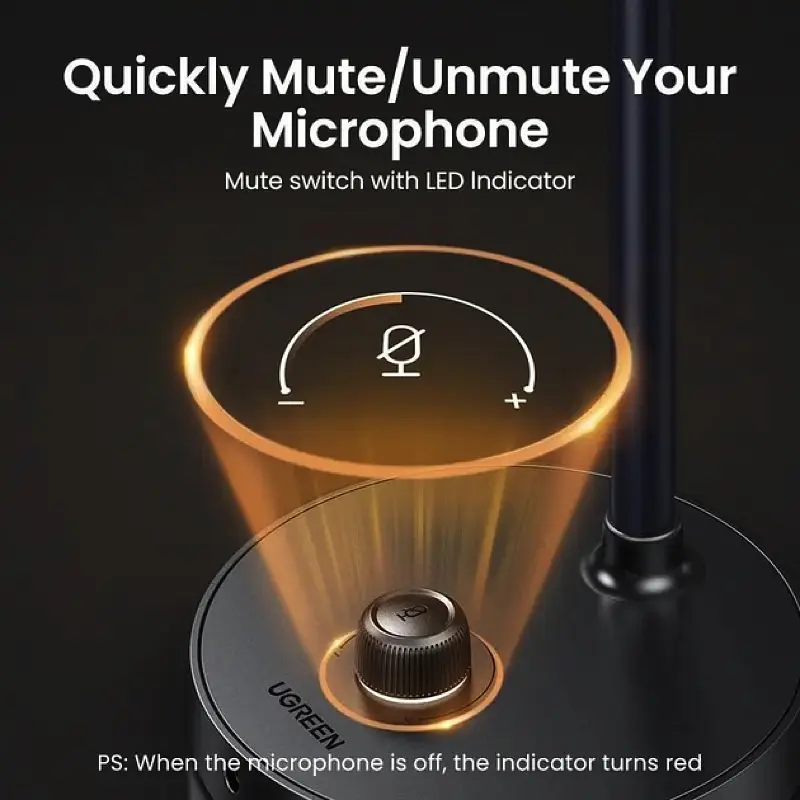 Настільний мікрофон UGREEN CM564 Desktop USB Microphone(UGR-90416), Black (UGR-90416) - фото 6