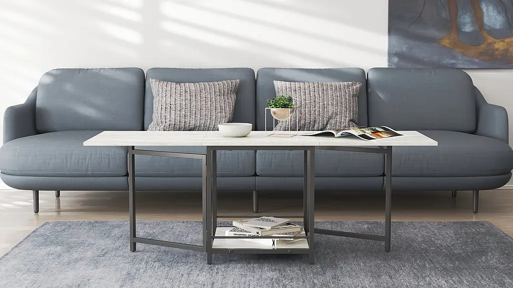 Стол журнальный трансформер Куб Комбо Ferrum-decor 540x532x500 Черный металл ДСП Бетон 16 мм (FRD-105155) - фото 5