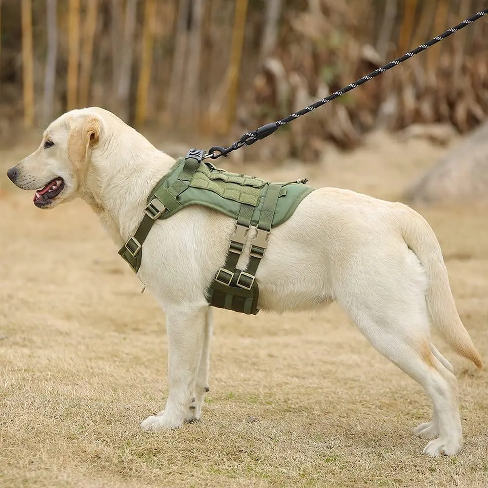 Шлейка для собак Vest, тактичний жилет з ручкою і системою MOLLE, регульований, Зелений М - фото 8