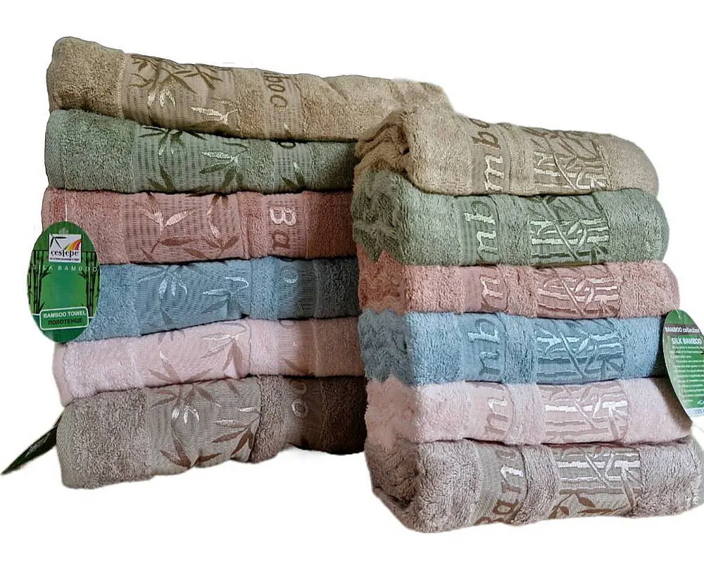 Набір турецьких махрових рушників Cestepe 50х90 6 штук + 70х140 6 штук Bamboo Zumrut Light - фото 2