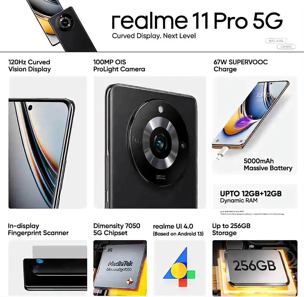 Смартфон Realme 11 Pro 5G 8/128 Gb Astral Black (чорний) - фото 4