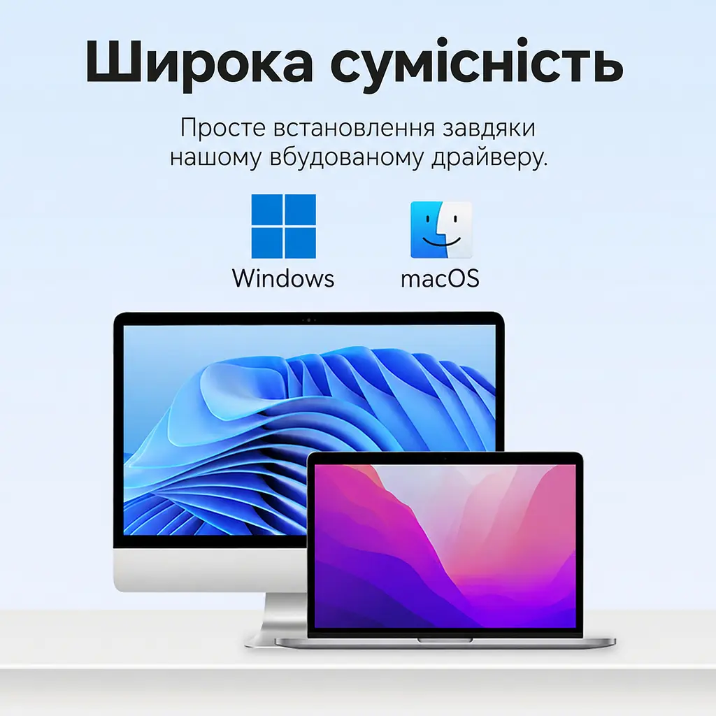 Відеоадаптер Vention з USB-C або USB-A на HDMI 1080p 60 Гц потребує встановлення драйвера UDisplay для дисплея потрібен окремий HDMI-кабель для Windows 7/8/10 та macOS дублювання екрана та розширення лише у Windows із вбудованим кабелем 0,15 м сірий (ACYHB) - фото 9