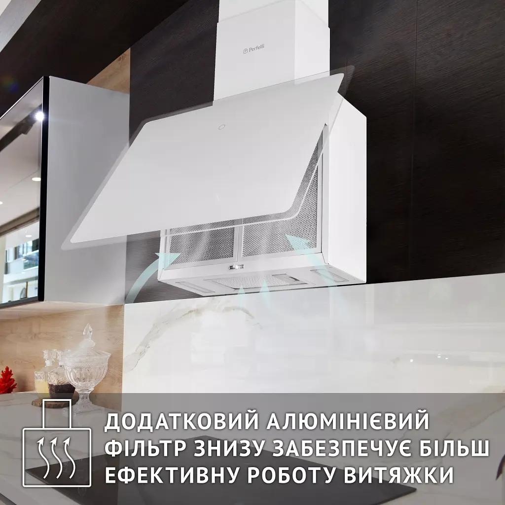Вытяжка декоративная наклонная PERFELLI RIVA BIANCA - фото 7