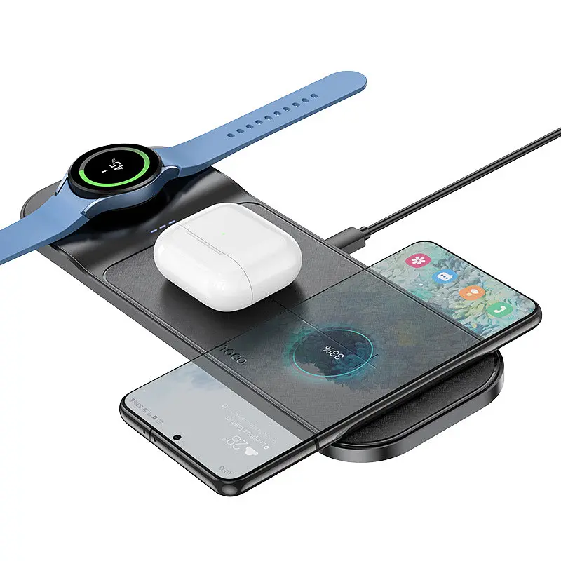 БЗП CQ6 Power 3-in-1 Wireless Fast Charger (для Samsung Watch) Black Hoco teh0029861 - фото 2