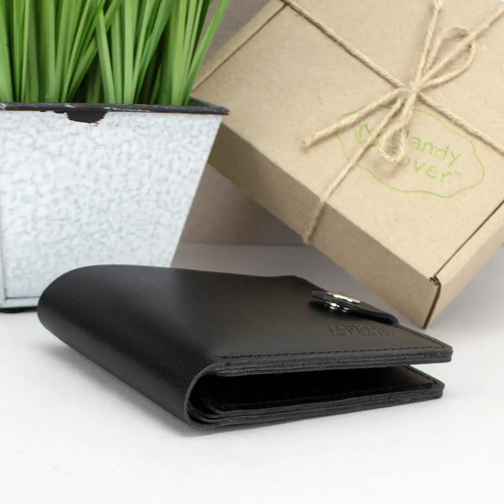 Портмоне мужское кожаное на кнопке Handycover HC0042 черное - фото 4