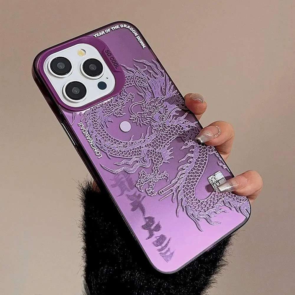 Чохол на iPhone 14 Plus глянцевий з драконом, захисний, Фіолетовий - фото 2