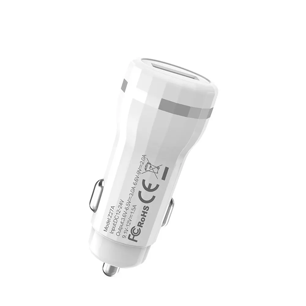 Автомобільний зарядний пристрій Hoco Z27A USB QC 18W білий - фото 7