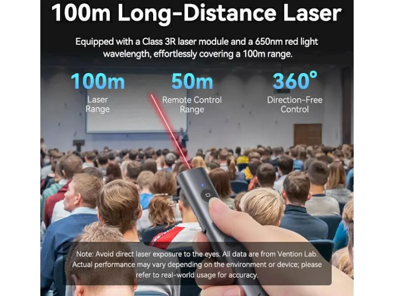 Презентер Vention PowerPoint Clicker with Red Laser Pointer Gray (KQIH0) - фото 6